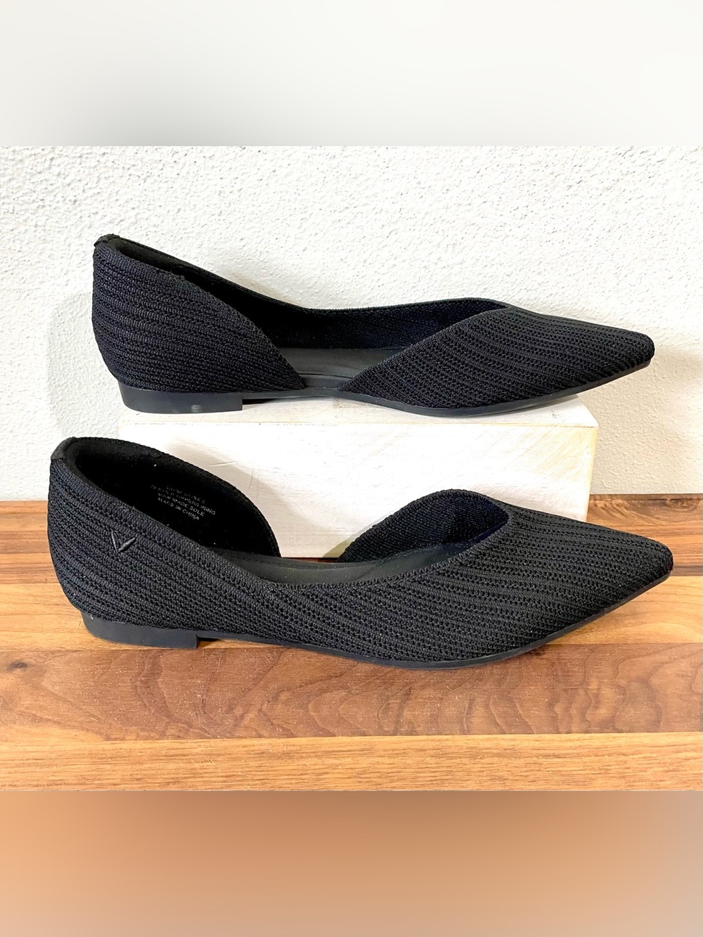VIVAIA Knit Dorsey Pointed Toe Flats Black Comfort Workwear EU39.5 US8.5 Elegant